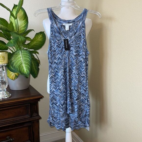 NWT White House Black Market Blue Chevron ZigZag Blue Top Tank Small - Picture 4 of 5